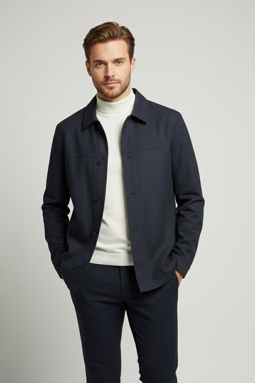 Navy Button-Up Safari Suit