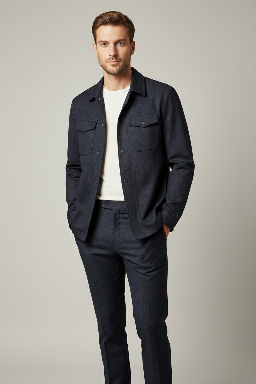 Navy Structured Safari Suit