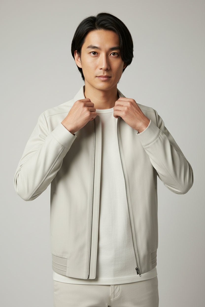 Beige Zip-Up Safari Suit