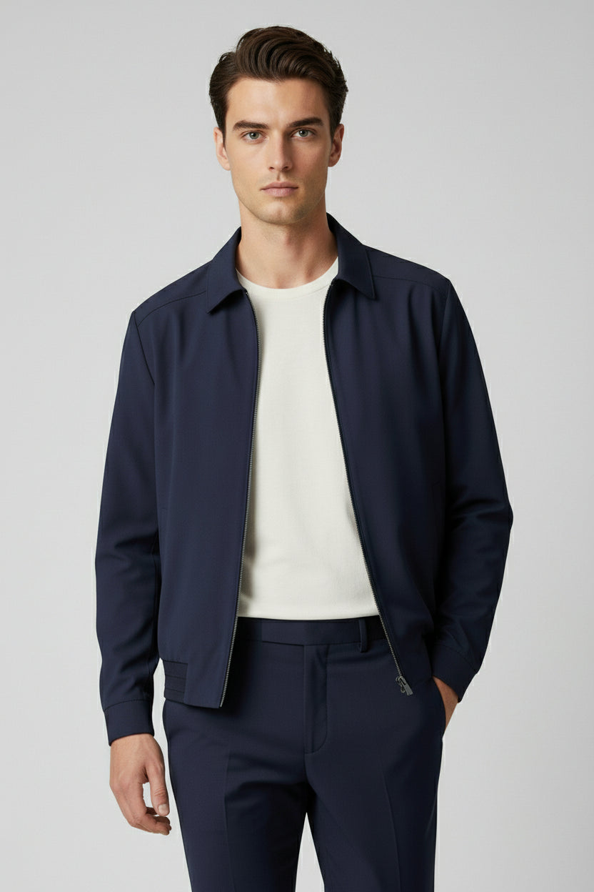 Royal Blue Zip-Up Safari Suit