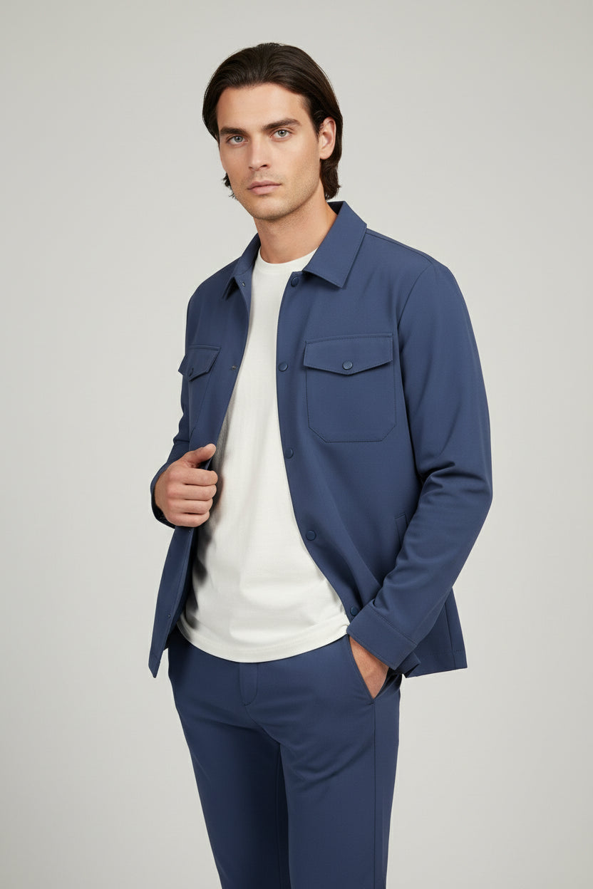 Royal Blue Modern Safari Suit
