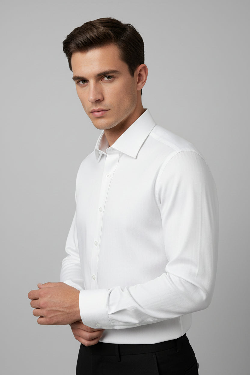 Off White Herringbone Shirt