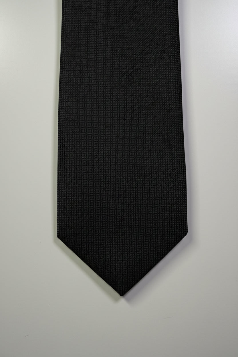 Black Textured Silk Tie