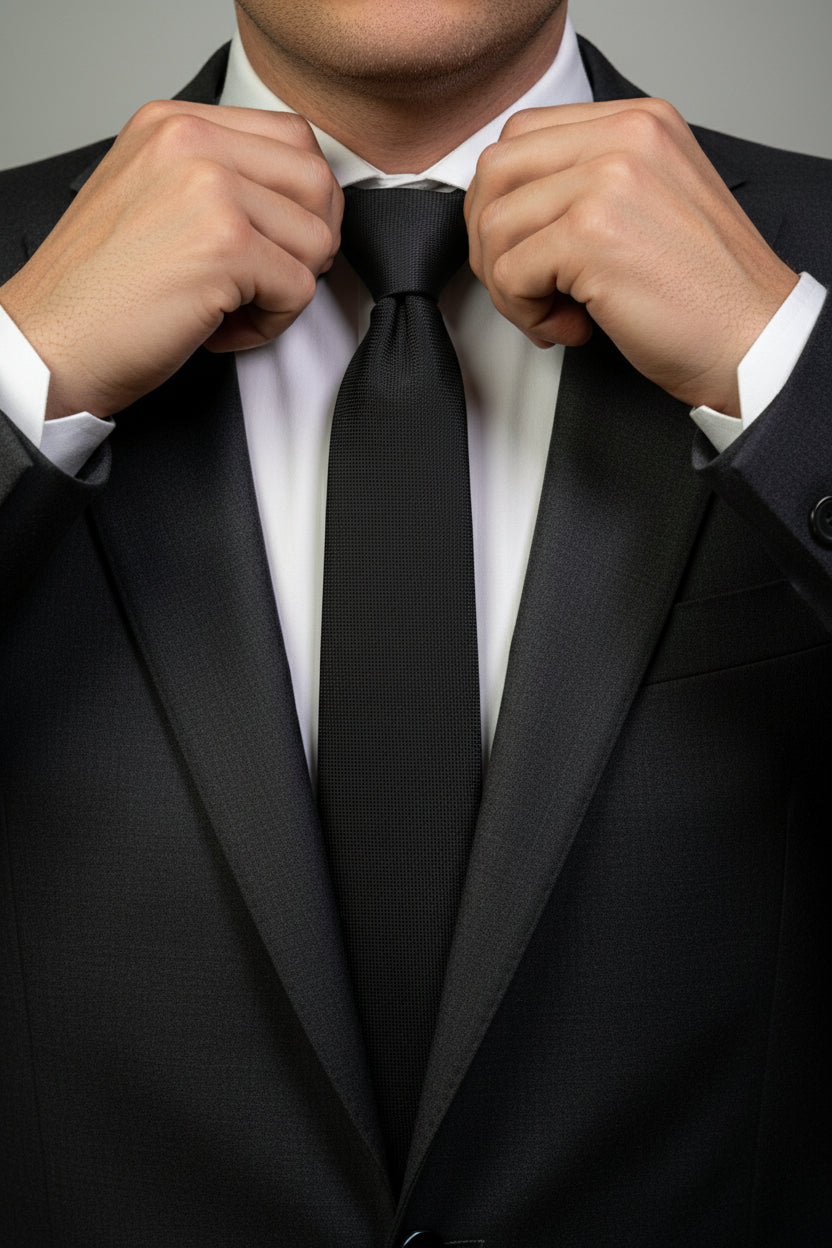 Black Textured Silk Tie