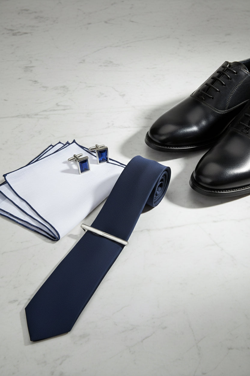 Navy Textured Silk Tie