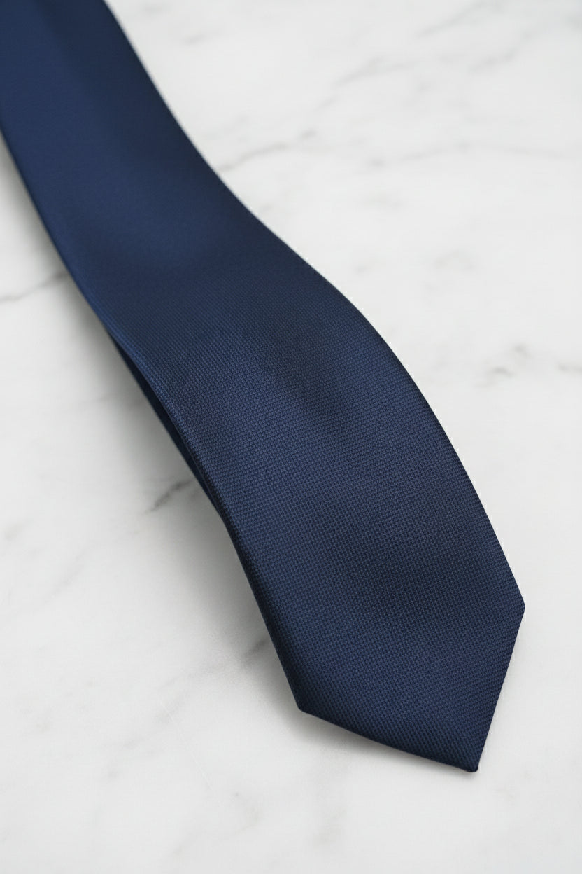 Navy Textured Silk Tie