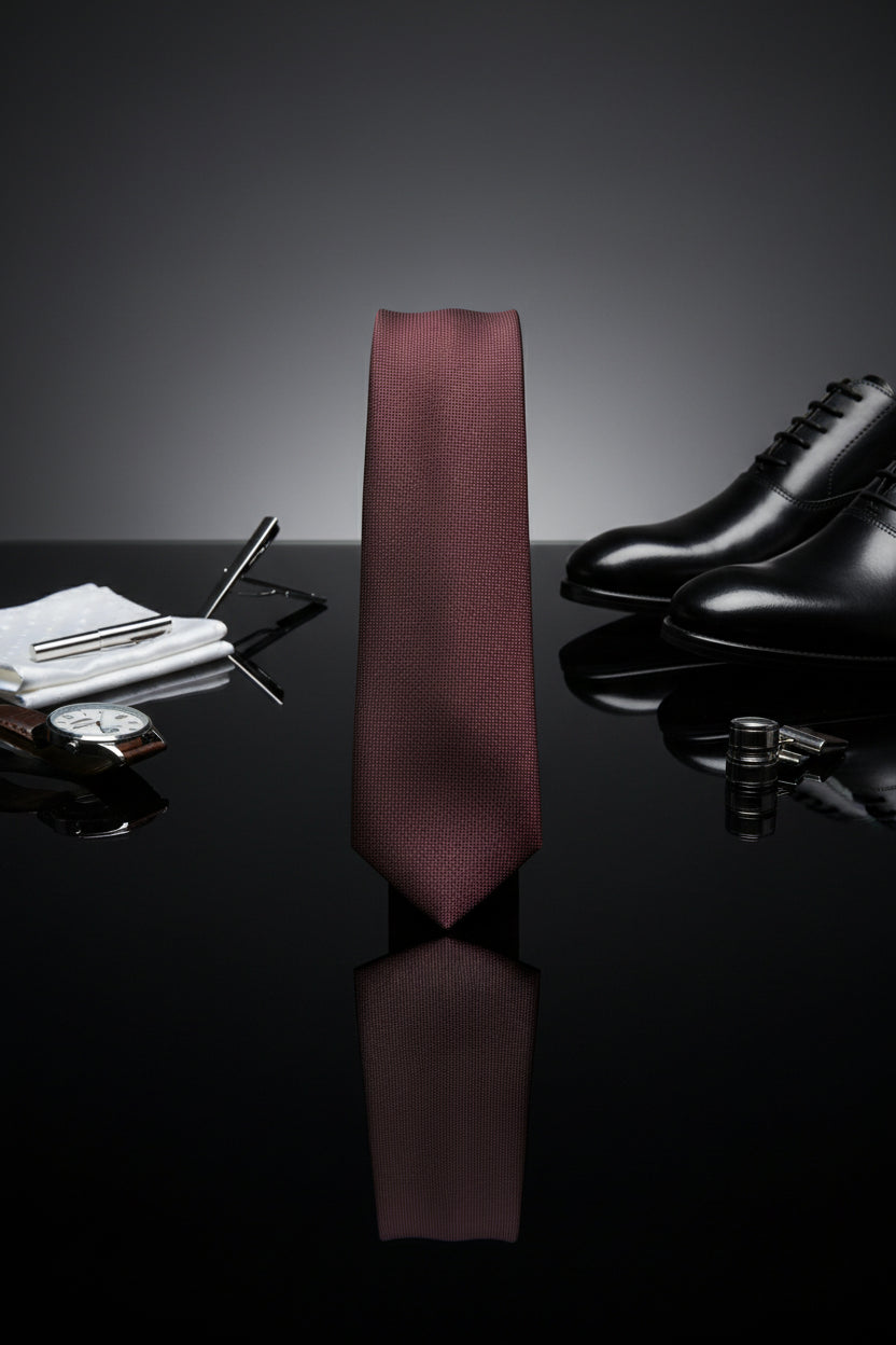 Maroon Textured Silk Tie