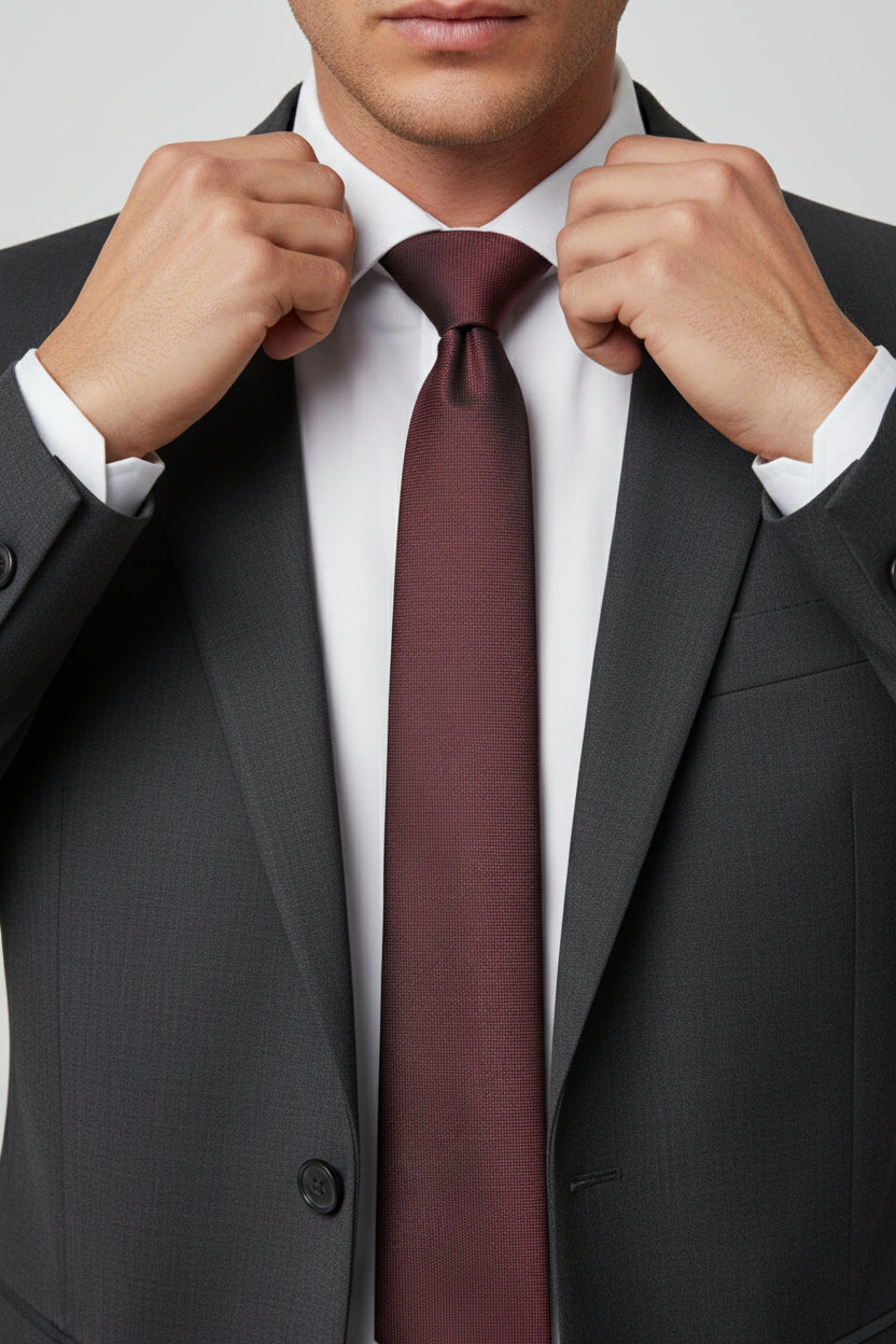 Maroon Textured Silk Tie