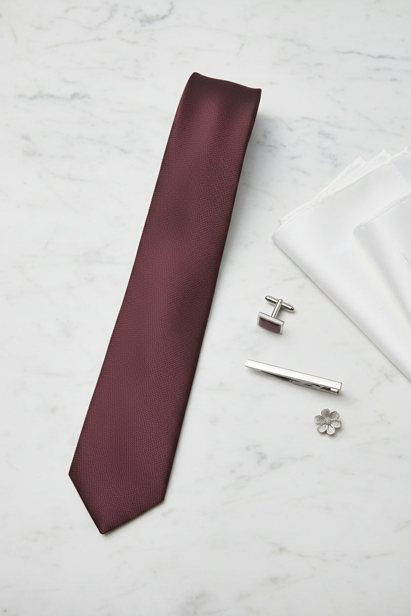 Maroon Textured Silk Tie