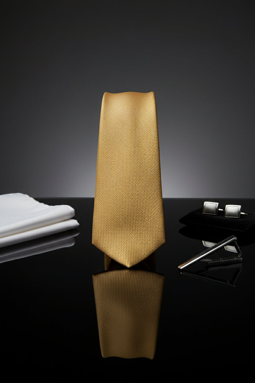 Gold Textured Silk Tie