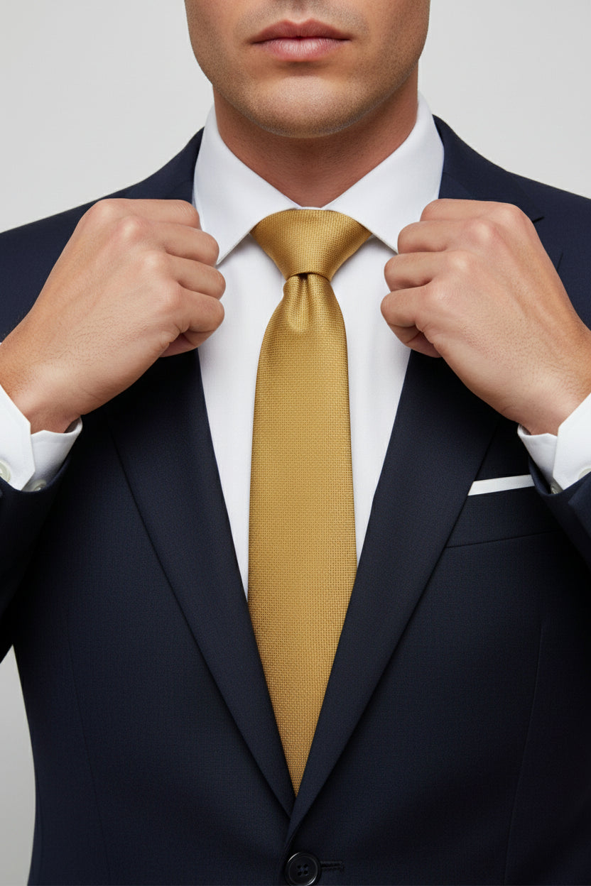 Gold Textured Silk Tie