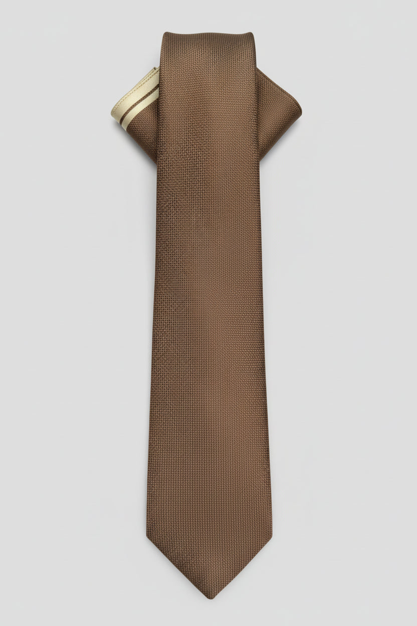 Brown Textured Silk Tie