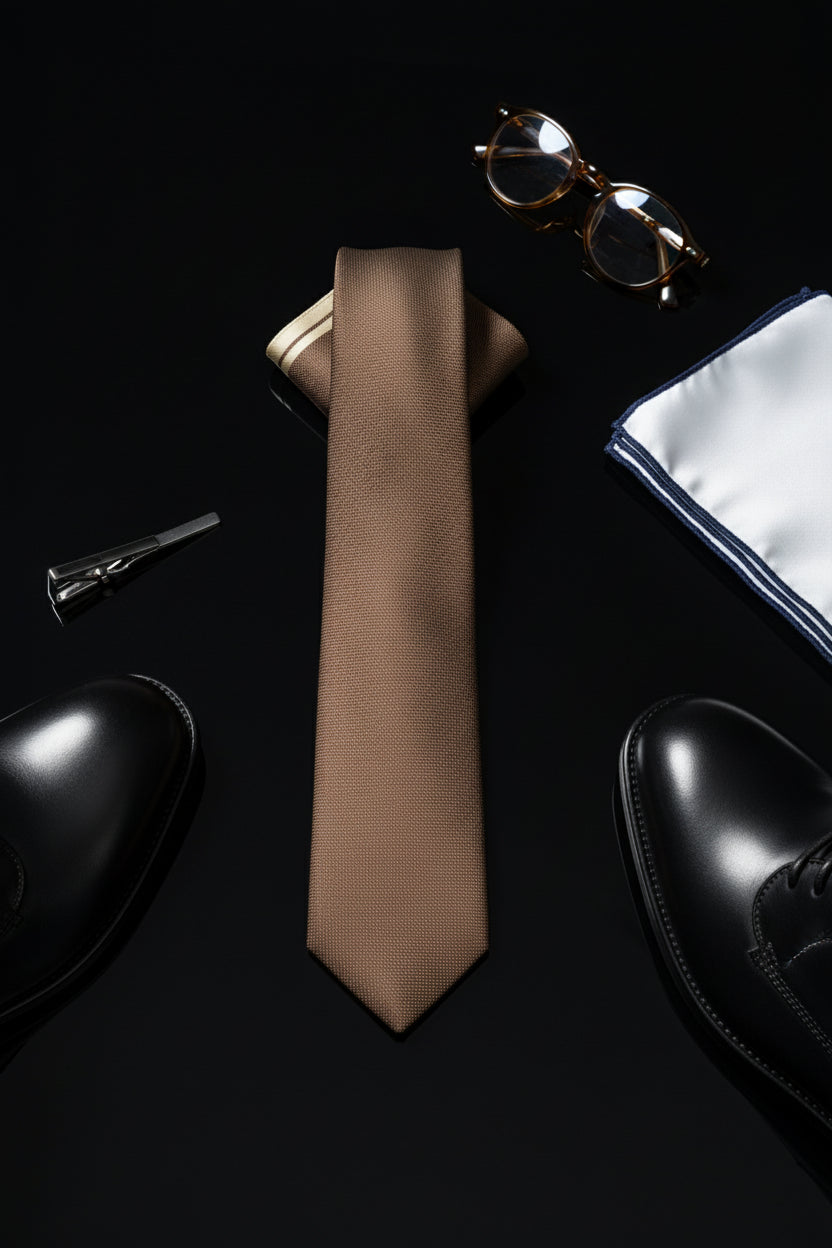 Brown Textured Silk Tie