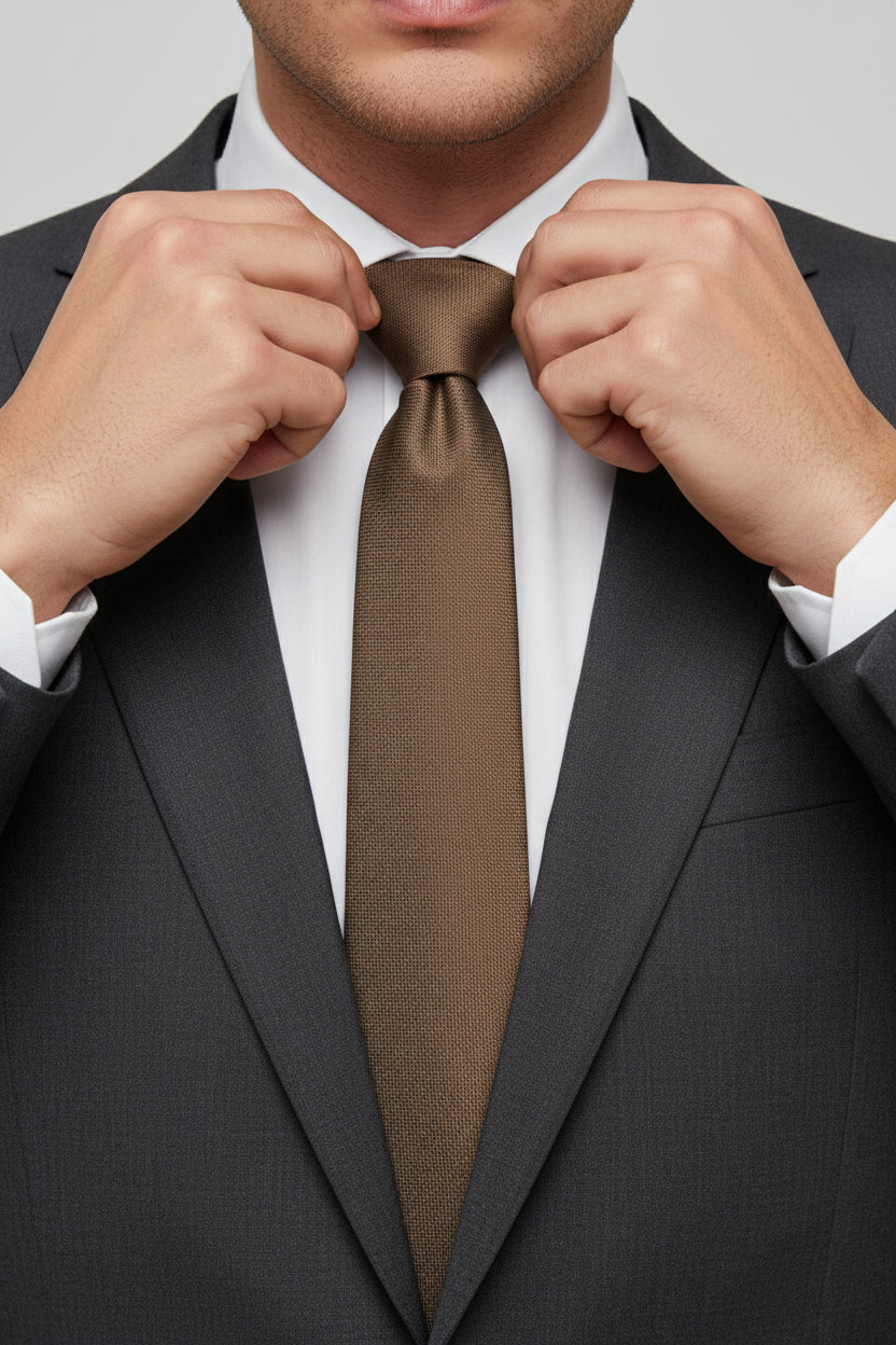 Brown Textured Silk Tie