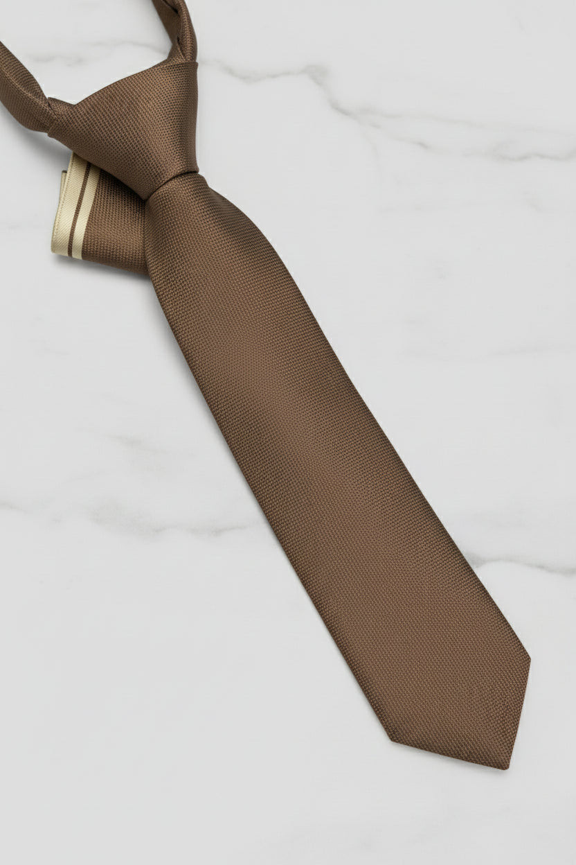 Brown Textured Silk Tie