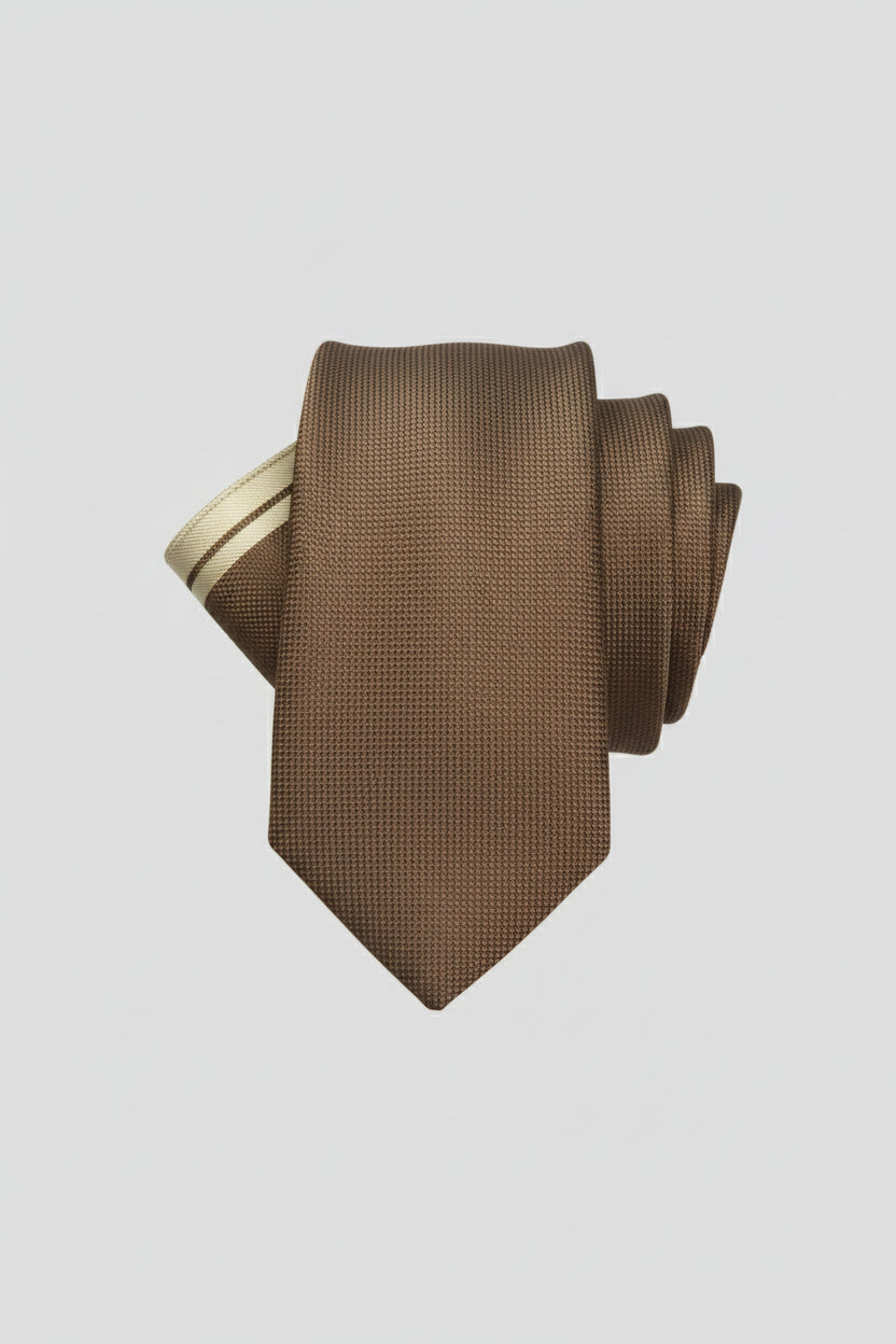 Brown Textured Silk Tie