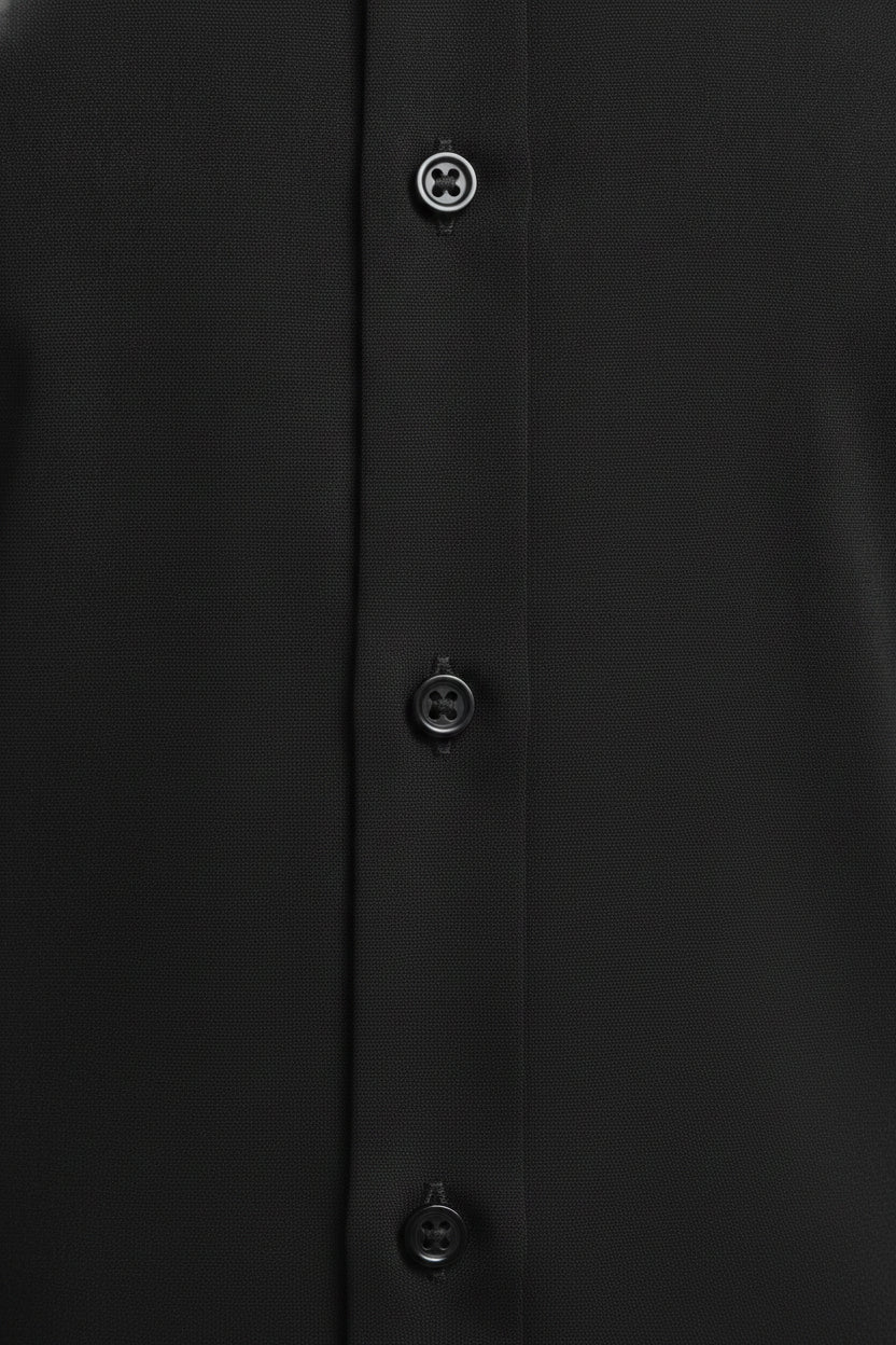 Man wearing jet black formal tailored shirt - Suit Sartoria UAE