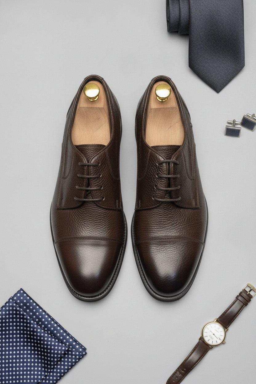 Dark brown leather Derby shoes - Suit Sartoria UAE