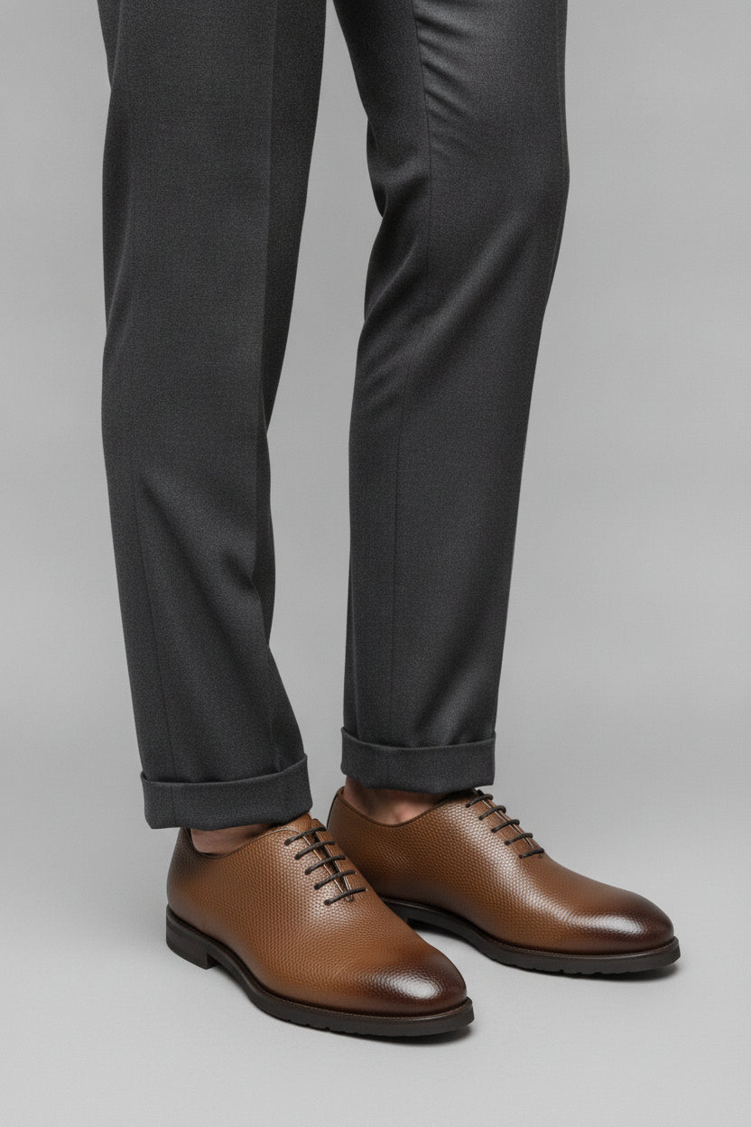 Chestnut brown leather derby shoes with smart casual style - Suit Sartoria UAE