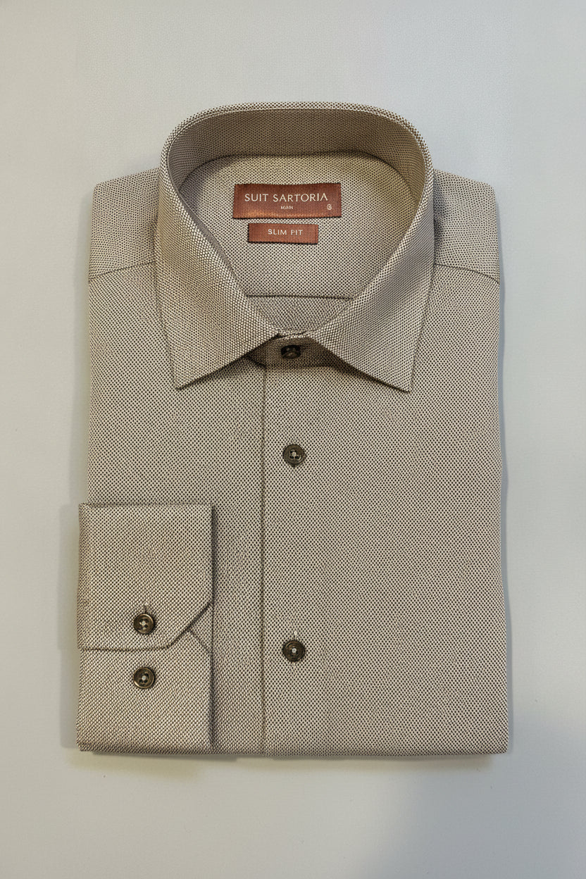 Taupe slim fit formal shirt folded - Suit Sartoria UAE