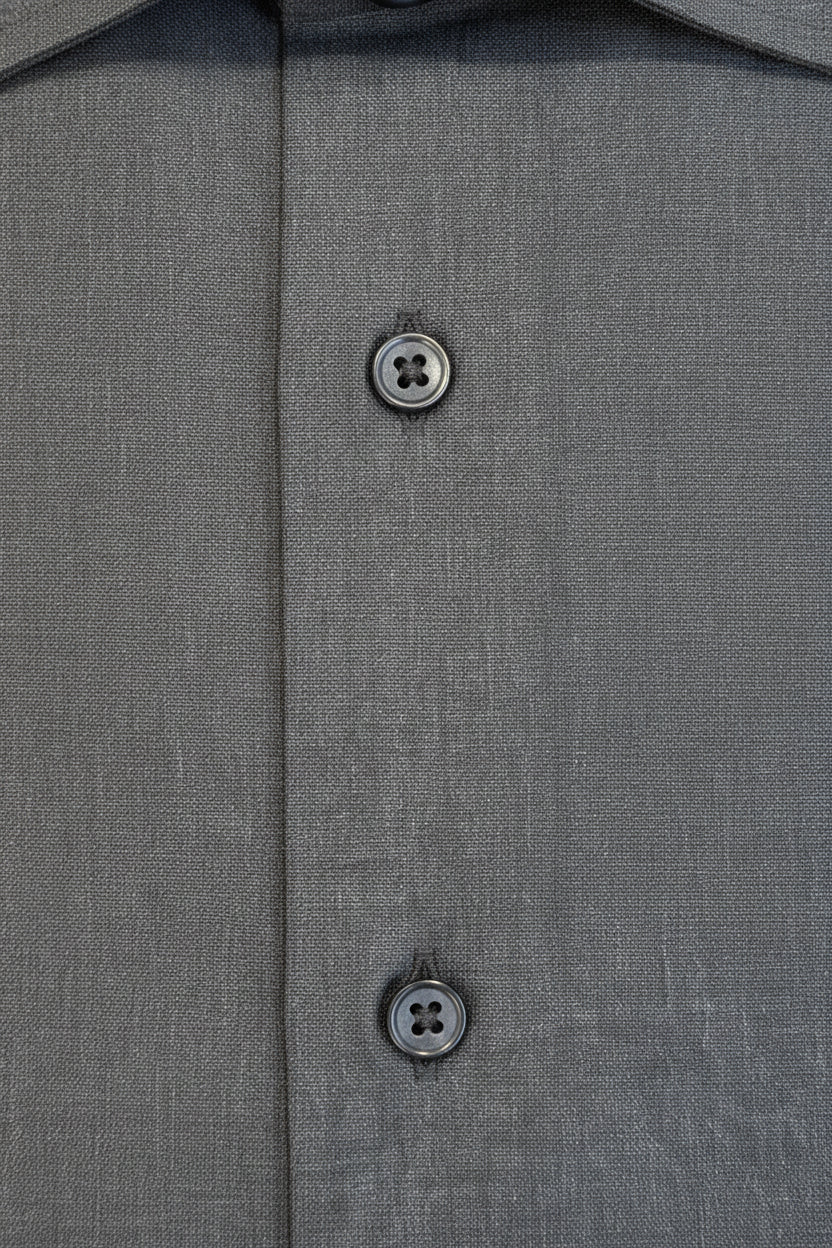 Man wearing charcoal grey formal shirt, button closure - Suit Sartoria UAE