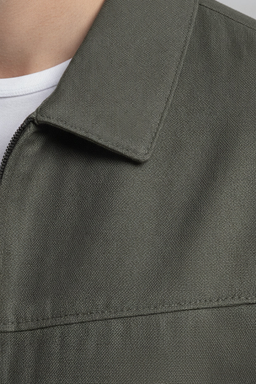 Man wearing forest green zipped safari suit - Suit Sartoria UAE