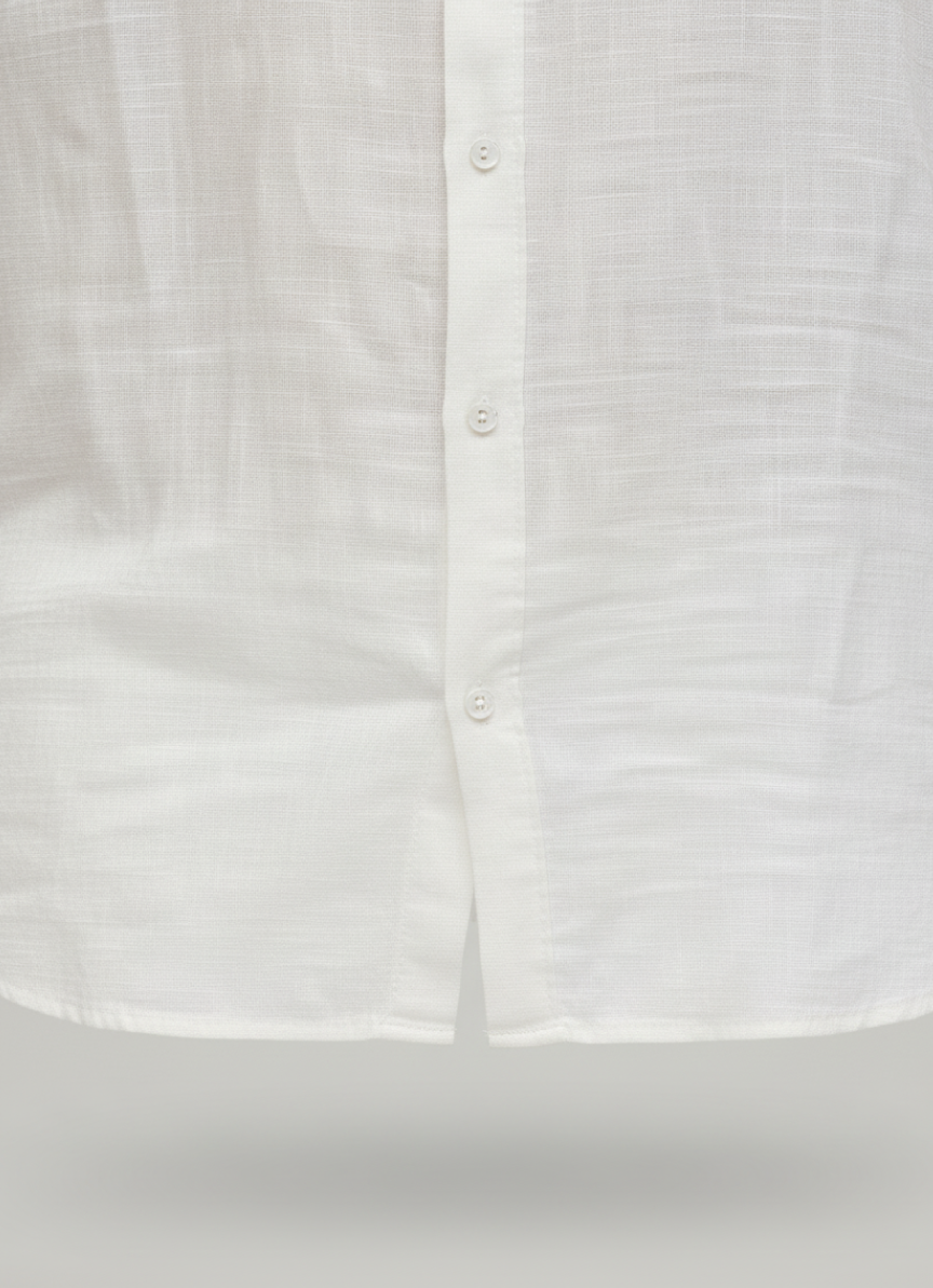 White Linen Button-Up Shirt