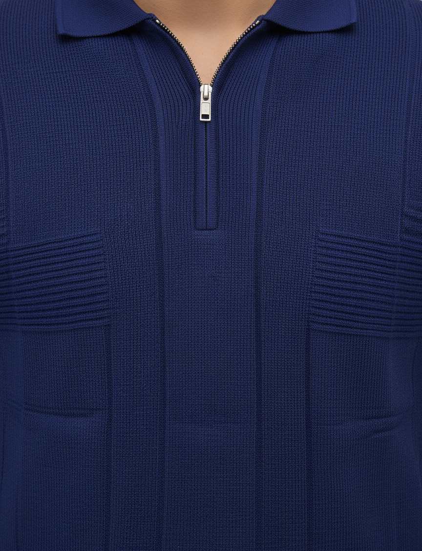 Navy Knit Polo Shirt