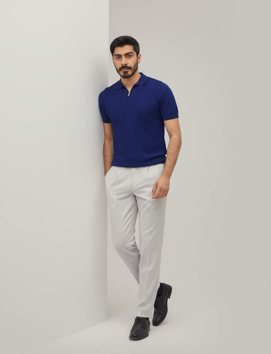 Navy Knit Polo Shirt