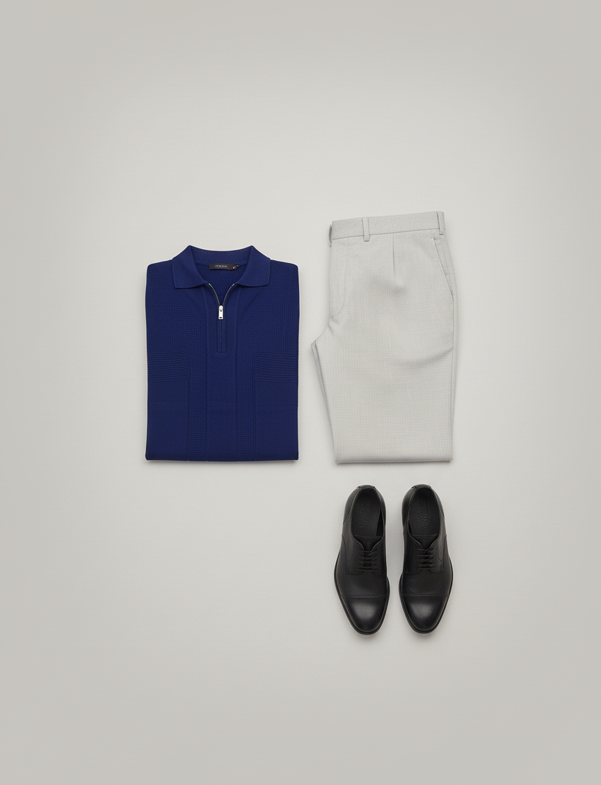 Navy Knit Polo Shirt
