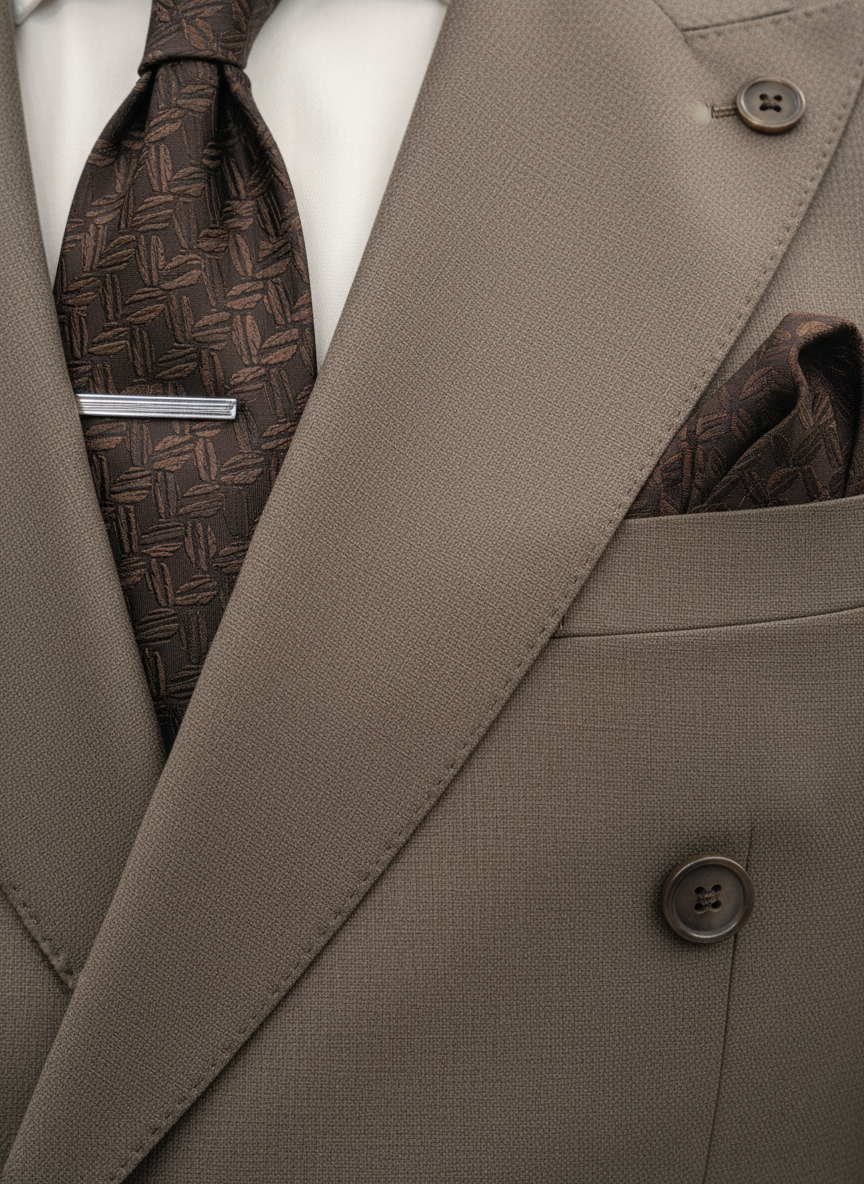 Brown Double-Breasted Suit