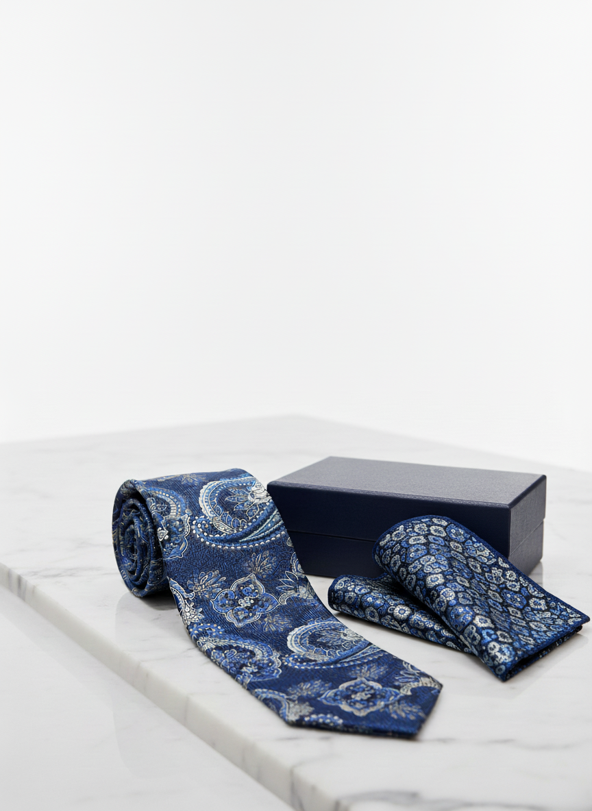 Blue Paisley Silk Tie