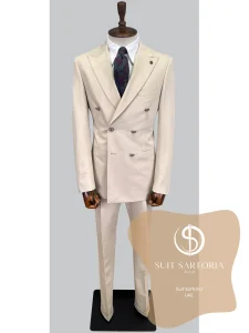 suit sartoria uae beige double breasted suit LskcGo