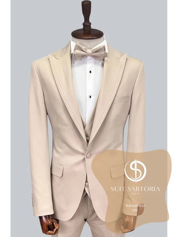 Suit Sartoria Beige Removable Lapel Tuxedo