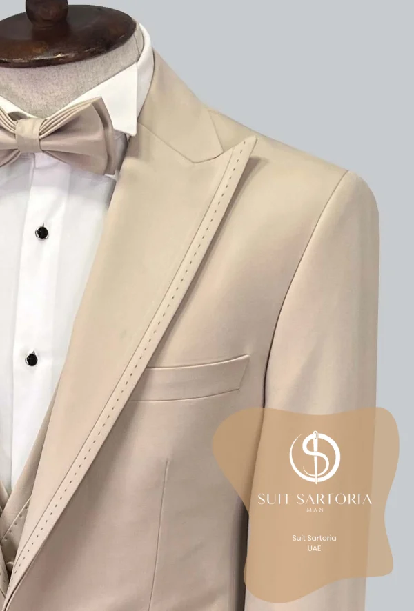 Suit Sartoria Beige Removable Lapel Tuxedo