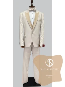 suit sartoria uae big sizes removable lapel beige tuxedo 8GTk9S