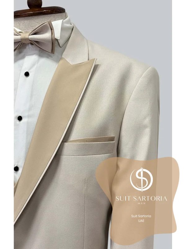 Suit Sartoria Big Sizes Removable Lapel Beige Tuxedo