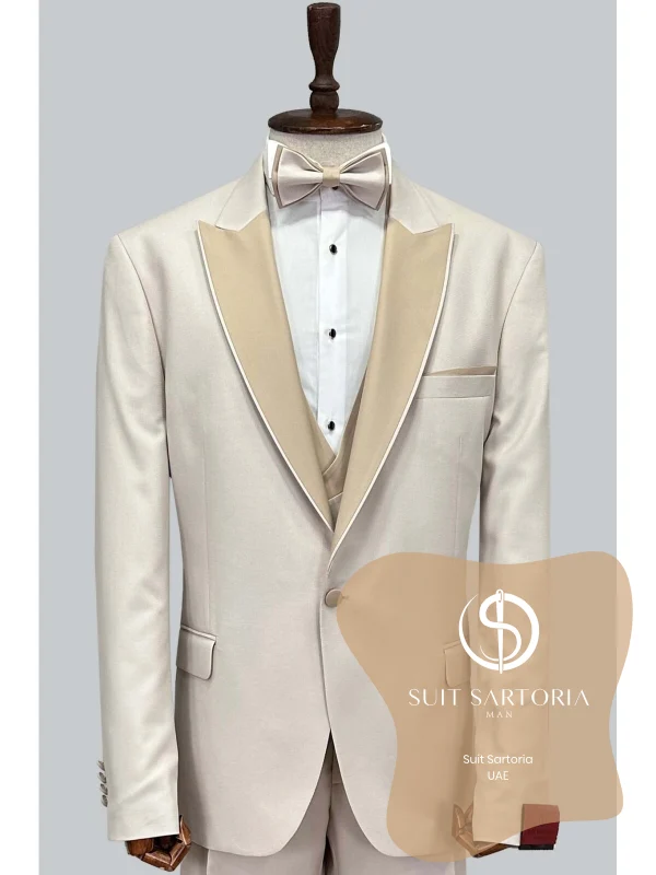 Suit Sartoria Big Sizes Removable Lapel Beige Tuxedo