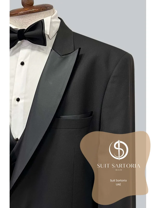 Suit Sartoria Big Sizes Removable Lapel Black Tuxedo