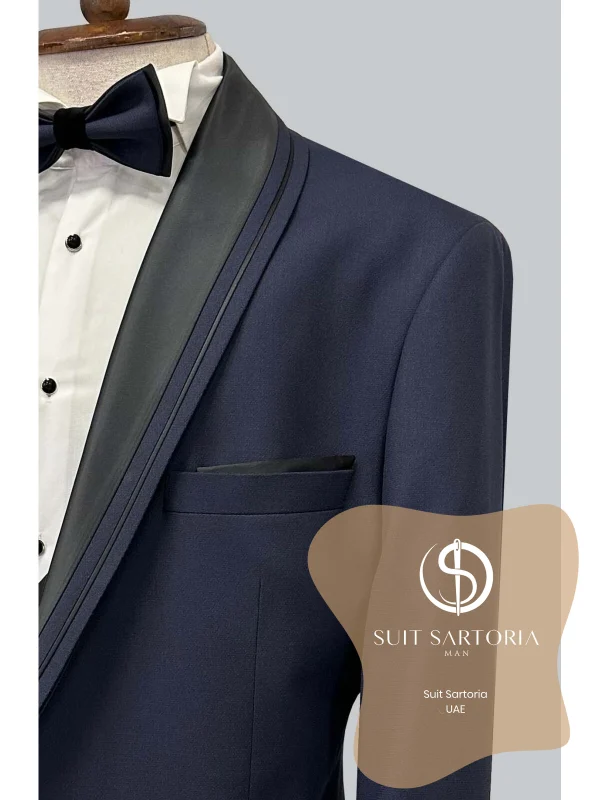 Suit Sartoria Big Sizes Removable Lapel Navy Blue Tuxedo