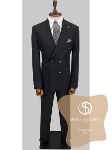 suit sartoria uae black double breasted suit FYVmzA