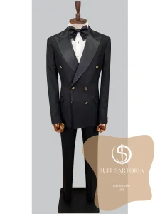 suit sartoria uae black double breasted tuxedo W3ncmb