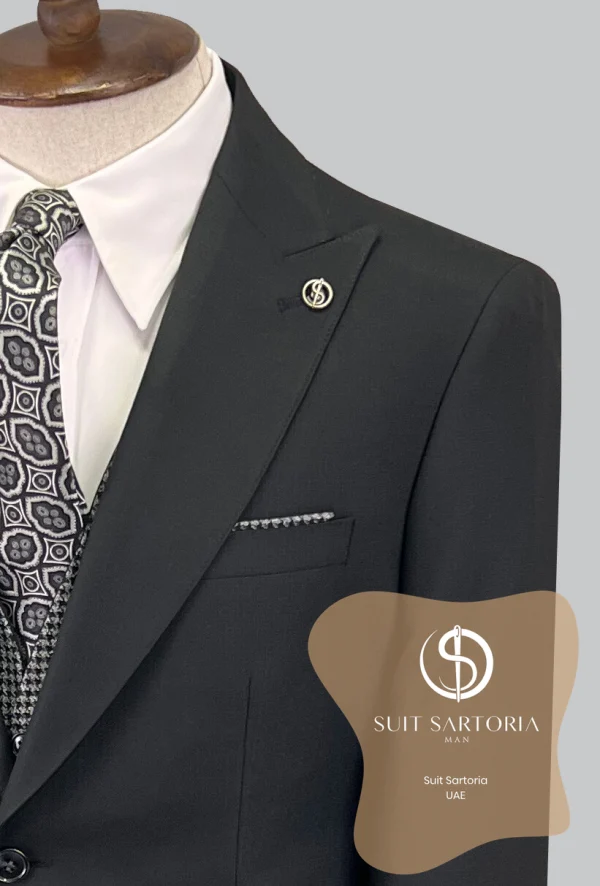 Suit Sartoria Black Suit With Reversible Vest