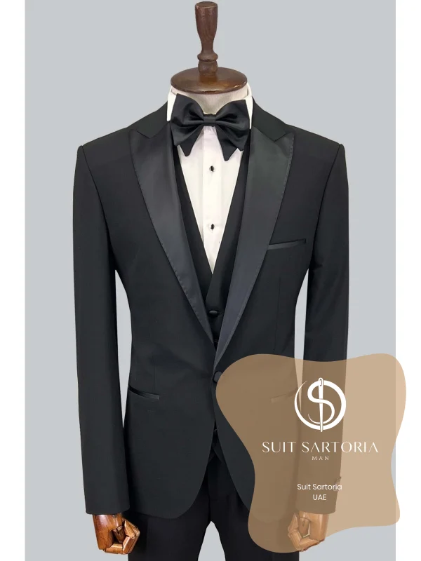 Suit Sartoria Black Wool Tuxedo