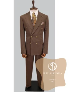 suit sartoria uae brown double breasted suit 3TVwV2