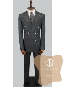 suit sartoria uae dark grey double breased suit HdhPyv