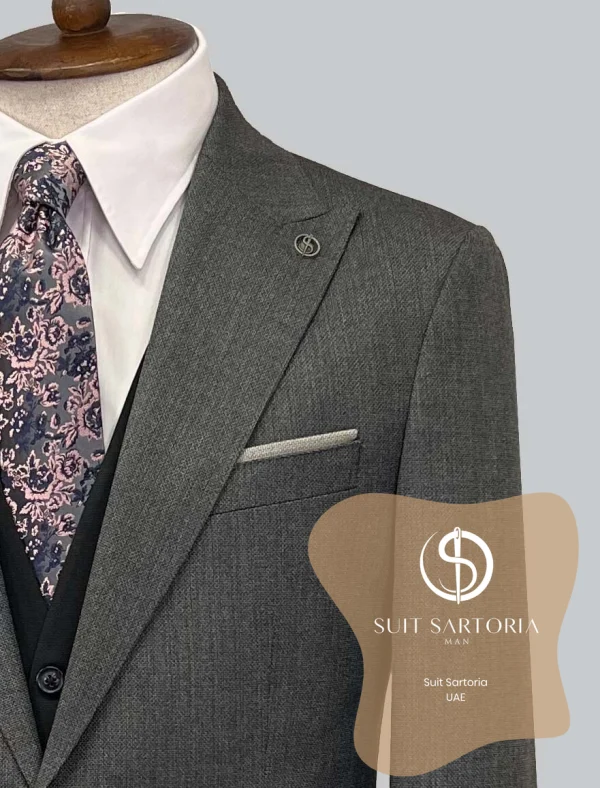 Suit Sartoria Dark Grey Suit With Double Faced Vest