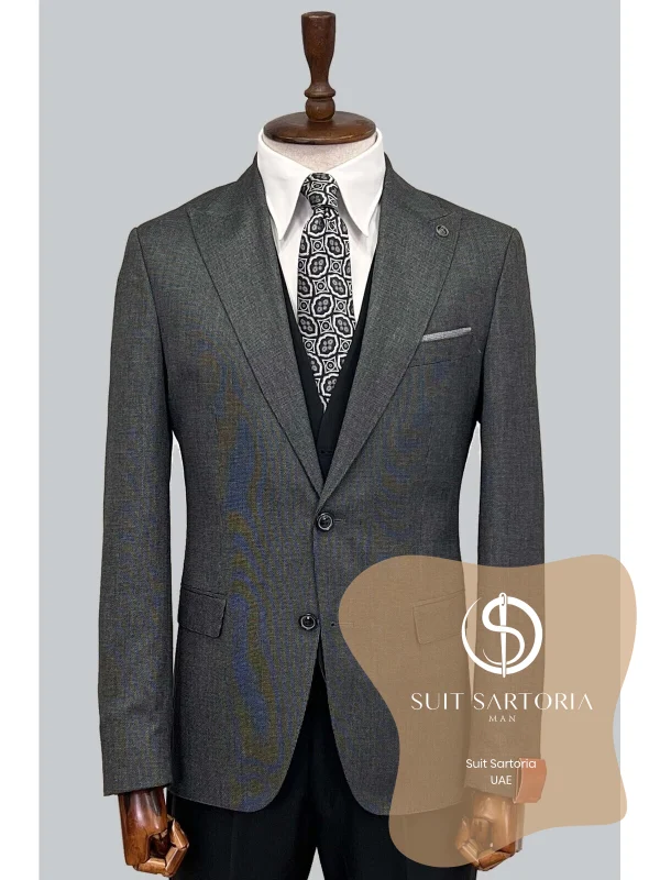 Suit Sartoria Dark Grey Suit With Double Faced Vest