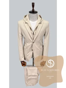 suit sartoria uae hooded lapel beige performance suit gME1m3