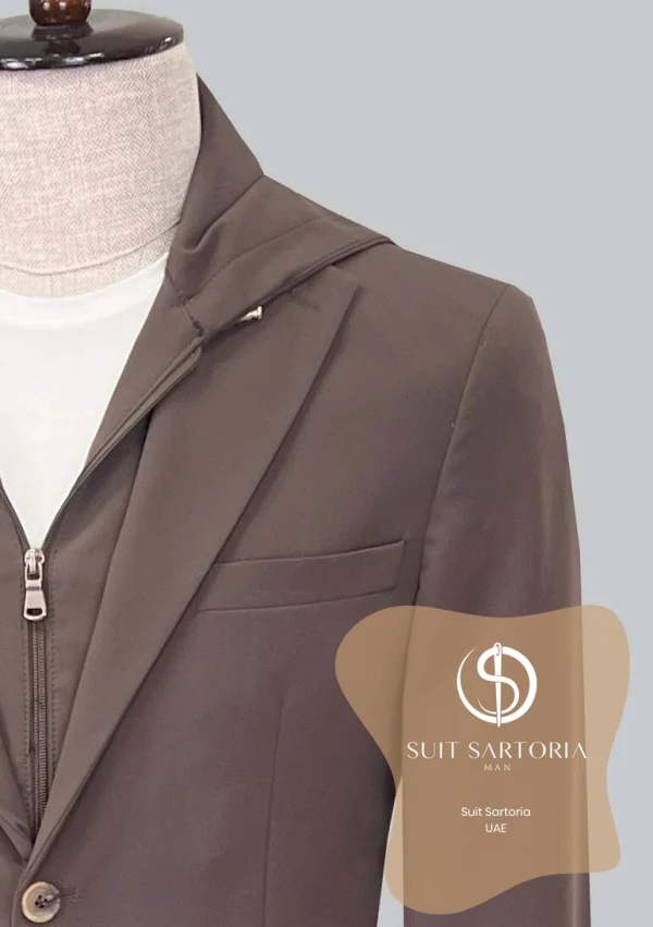 Suit Sartoria Hooded Lapel Brown Performance Suit